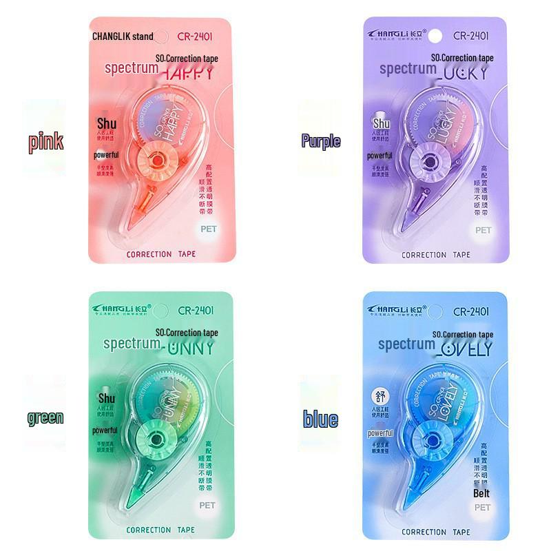 Changli Spectrum Series Correction Tape - High Capacity, Transparent Film for Students 8m