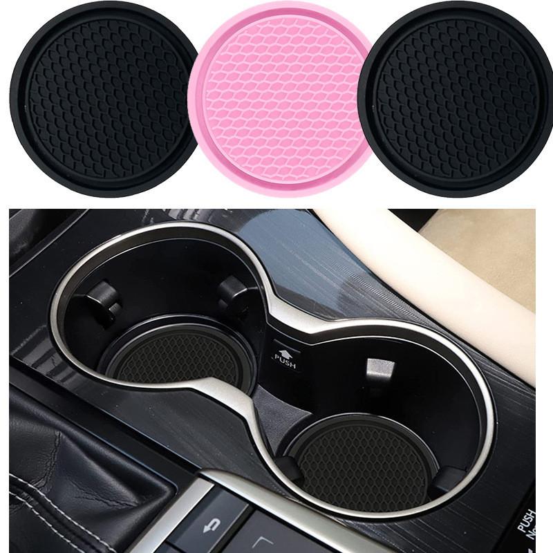 Creative Round Pvc Cup Car Storage Mat Universal Non Slip Car Cup Black Holder