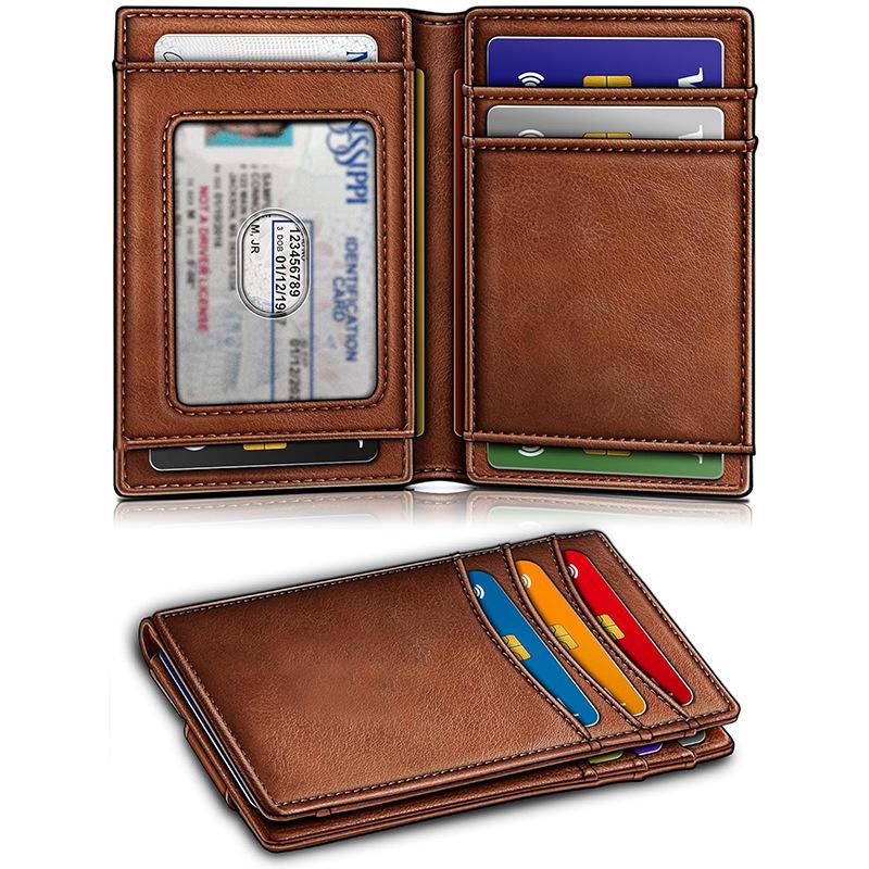 Men's Bi-Fold Card Holder Wallet Large Capacity Magnetic Money Clip Minimalist Credit Card Case