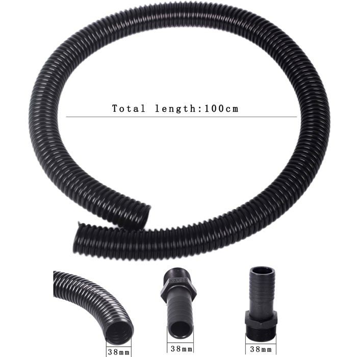 Kit raccordement tuyau de descente 38 mm - tuyau ondulé 1 m + 2 connecteurs pour citerne d'eau