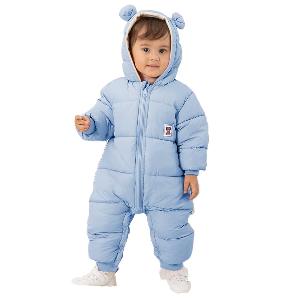 Baby Clothes Romper Jumpsuit Fleece Lined Boys Girls Winter Coveralls Long Sleeves Fluffy Cold Protection Newborn Baby Shower Gift Light [TSAYAWA]