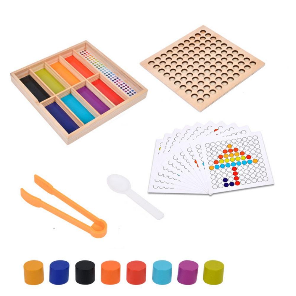 

Puzzle Montessori Clip Beads Toy Wooden Color Sorting Game Bead Color Matching Game Boy and Girl Style B
