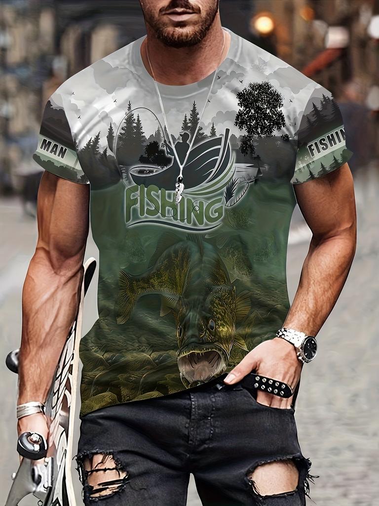Fashion 3D Carp Fishing Men T-Shirt Fashion O-Neck Short-Sleeve Oversized T-Shirt Funny Tee Summer Streetwear Men Clothing Tops