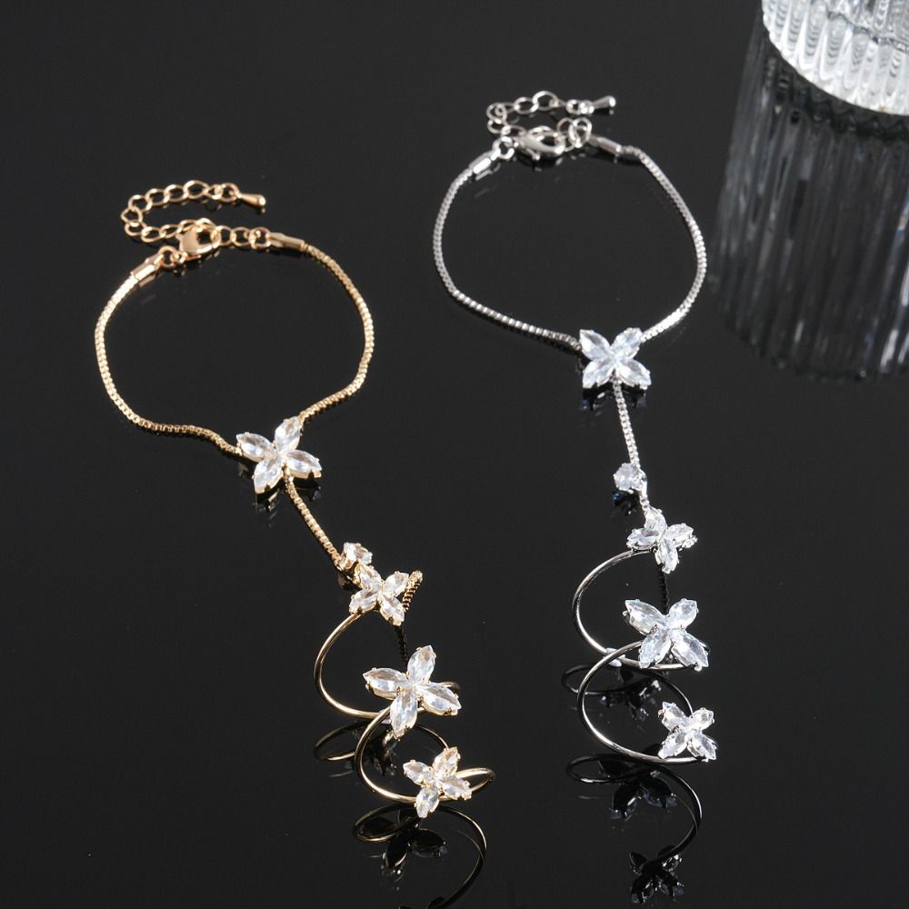 Elegant Adjustable Flower Bracelets Adjustable Bracelet Ring Set  Daily Wear