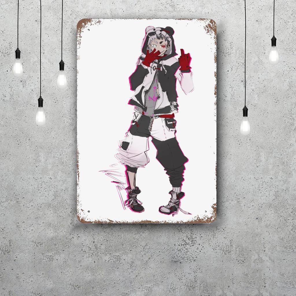 monokuma Cartoon Retro Vintage Tin Sign Poster Decorative Plaque Metal Plate Wall Decor