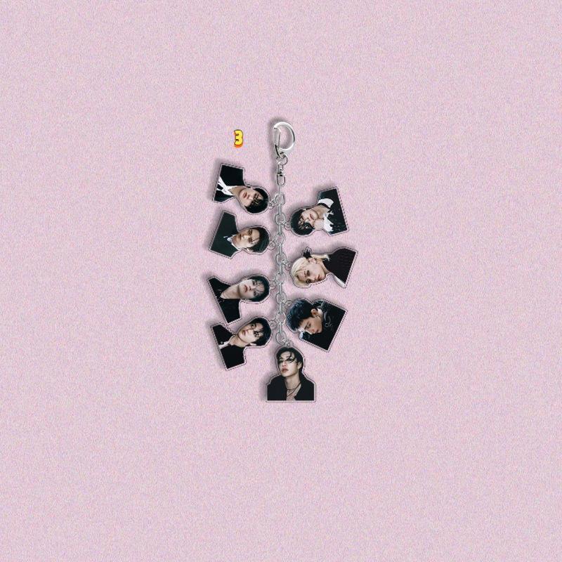 Stray Kids Multi-Charm Acrylic Keychain, Kpop Member Photo & Cartoon & SKZOO Character Dangling Charms, STAY Fans Collectible Bag Pendant