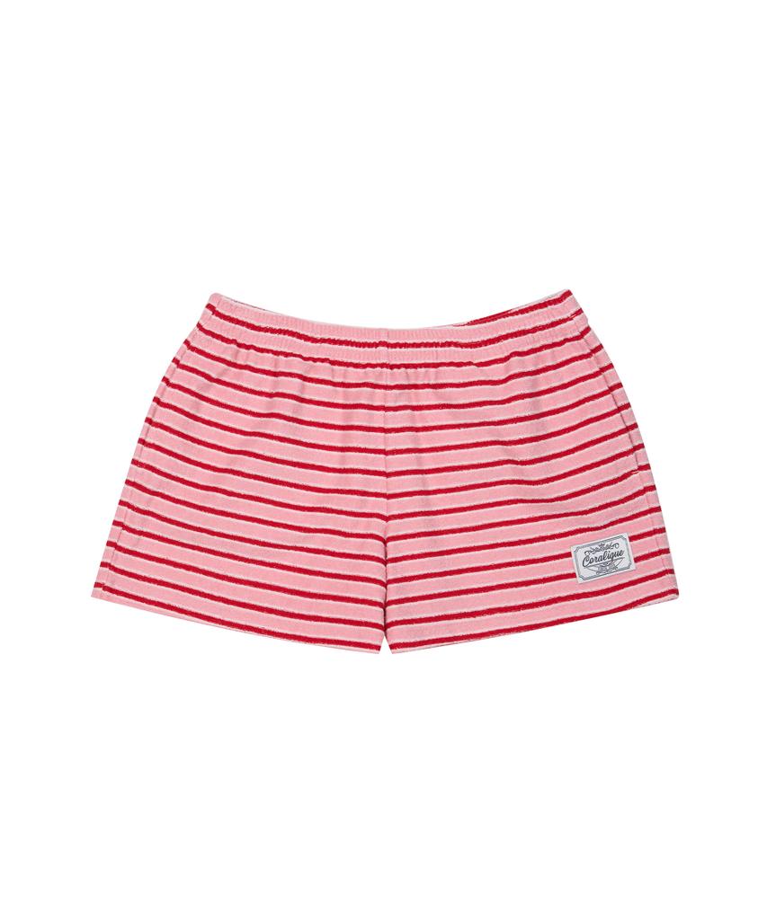 Kolallikeu Marine Terry Stripe Shorts Pink
