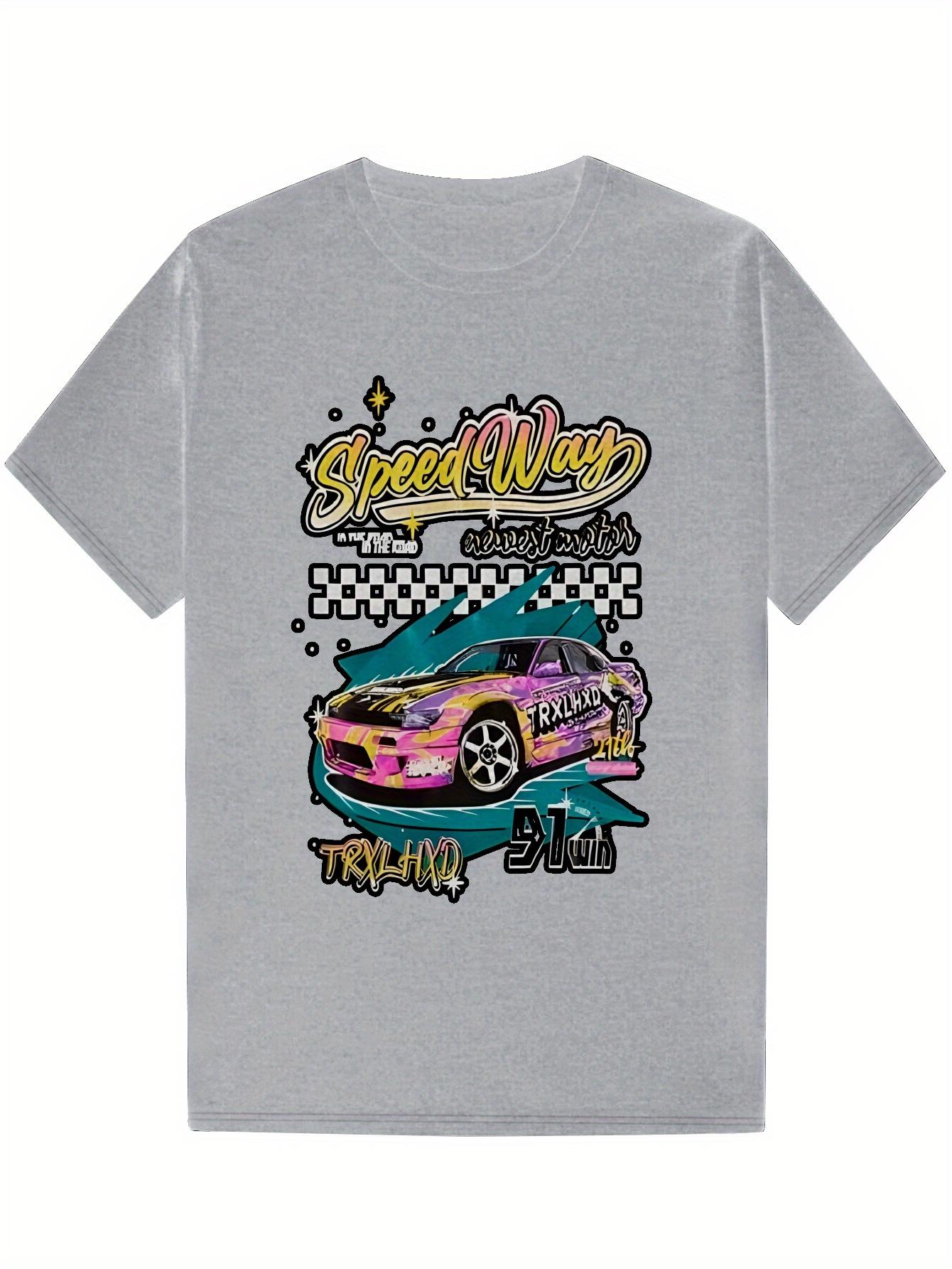 Crew Neck Polyester T-shirt with Speed Way Graphic Design XXL