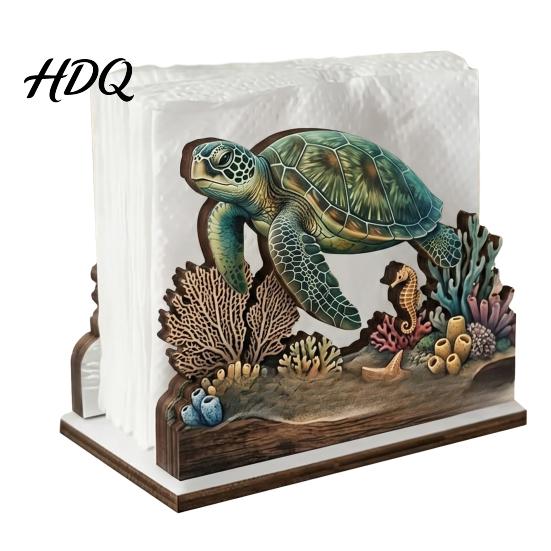 Practical Housewarming Gifts for New Home Rustic Wooden Napkin Holder Octopus/Bird/Goose/Turtle/Black Bear/Elephant Pattern Compact Tissue