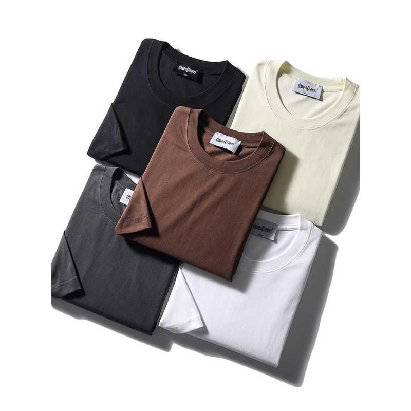 American Heavy Weight Heavy Weight Short Sleeve T-Shirt Men 2024 New Arrival Fashion Trendy Brand Summer Export Export White T-shirt