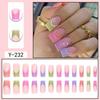 Pre-made Press-On Nails With Gradient Line Design Minimalist INS Style False Nail Tips Women