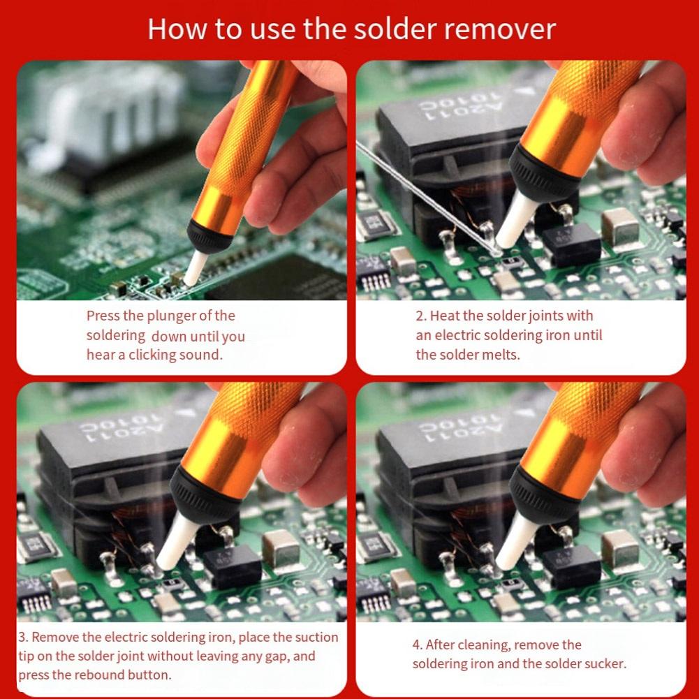 Gold Aluminum Metal Desoldering Pump Suction Solder Sucker Pen for Digital Appliance Integrated Circuit Repair
