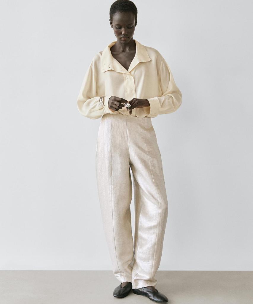 Masimodutti Linen Metallic Fluid Pants