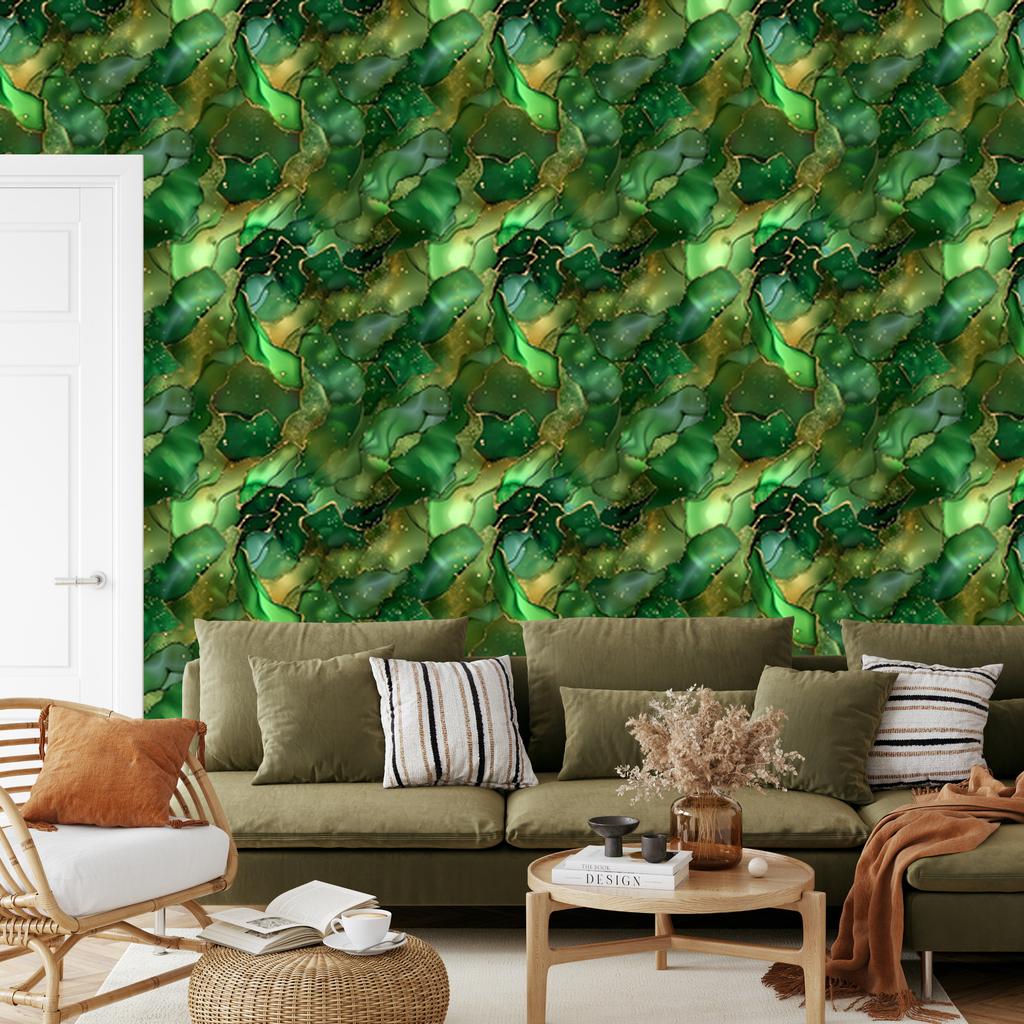 Bottle Green and Green Ink Wallpaper for Living Room and Bedroom 50x1000