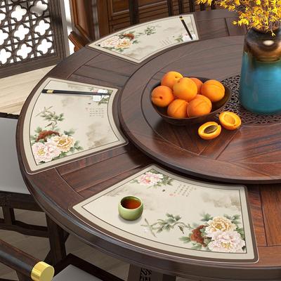 Fan-Shaped Placemat Round Table Waterproof Oil-Proof Insulation Hotel Bowl Tableware Mat Anti-Scald Placemat for Western Food