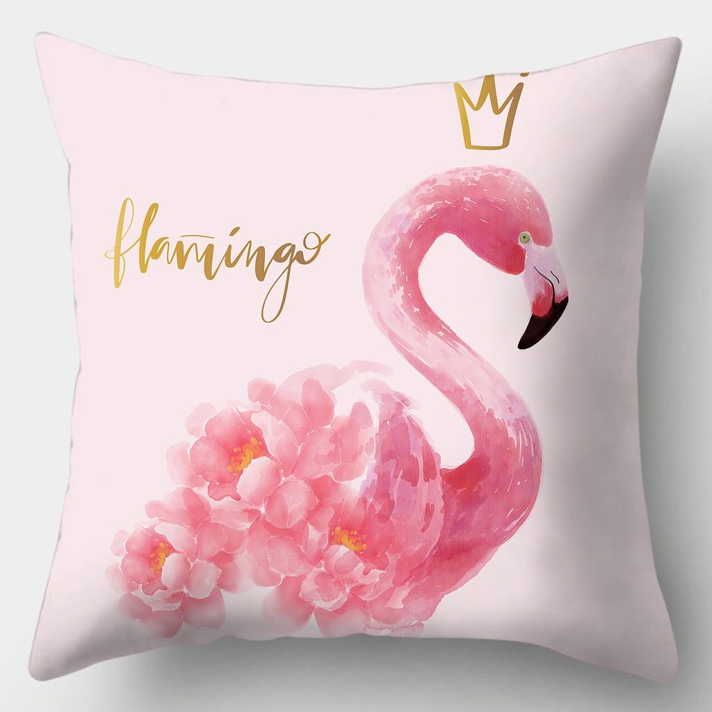 Tropical Flamingo Print Pillowcase Square Peach Skin Sofa Pillowcase Home Decor Pillowcase