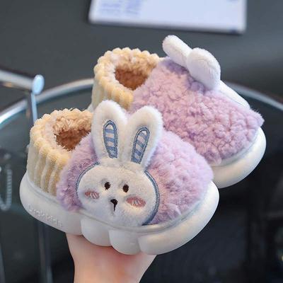 Kinder Baumwollpantoffeln Mädchen 2025 neu Winter warm Cartoon Hase Zuhause Plüsch Baby Junge Tasche und Baumwollschuhe