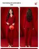 Joyful Together: Romantic Red Cotton Couple Pajamas - Wedding Festive, Comfortable and Long-Lasting.