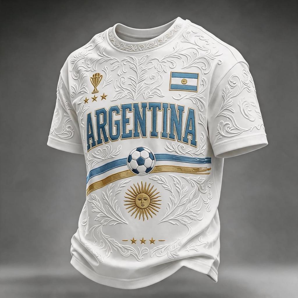Men's Neck Short Sleeve Soccer Fan T-Shirt for Day