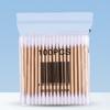Double-ended 100-piece cotton swab, wooden stick, makeup cotton swab, cotton ear cleaner, makeup remover cotton swab, pointed tip