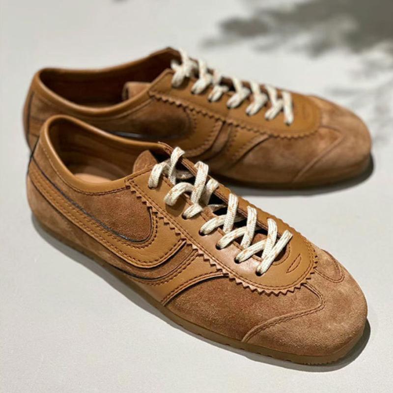 Sneakers Leather Forrest Gump Shoes Women Casual  High quality Retro Lace-up German Training Flat Shoes Women