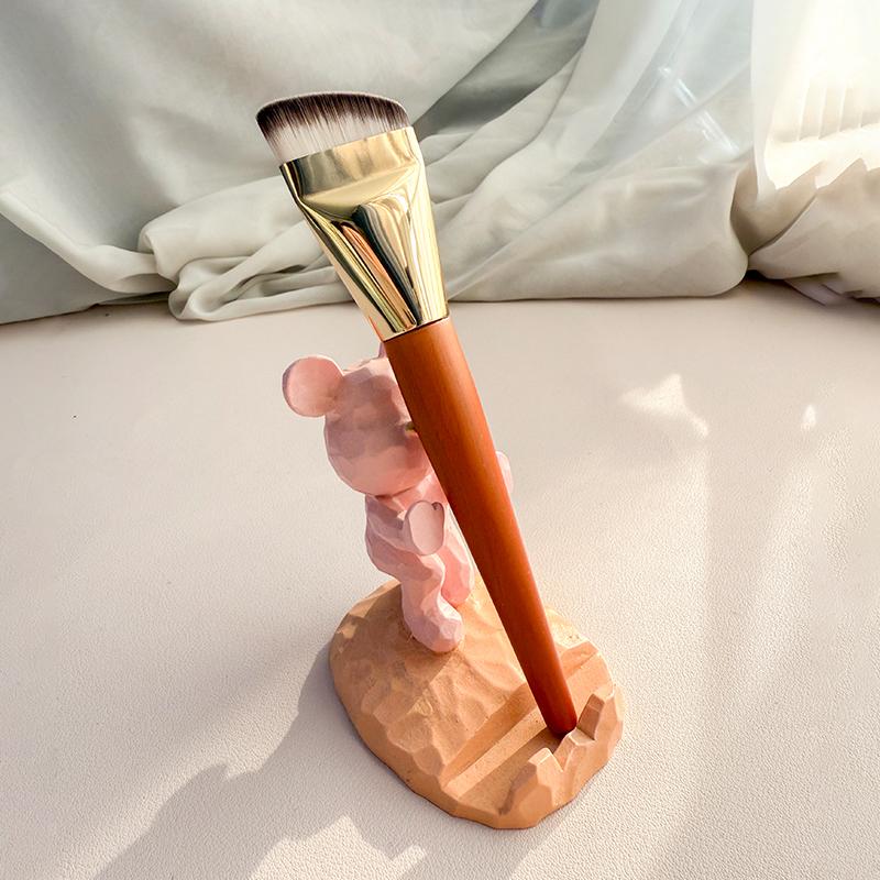 New Concealer Brush One-Shaped Wooden Handle Single Traceless Liquid Foundation Base Makeup Flat Head Mask Makeup Brush