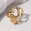 Romantic Stainless Steel Hollow Heart Rings for Women Men Personalized Design Opening Rings Jewelry Wedding Commemorative Gifts