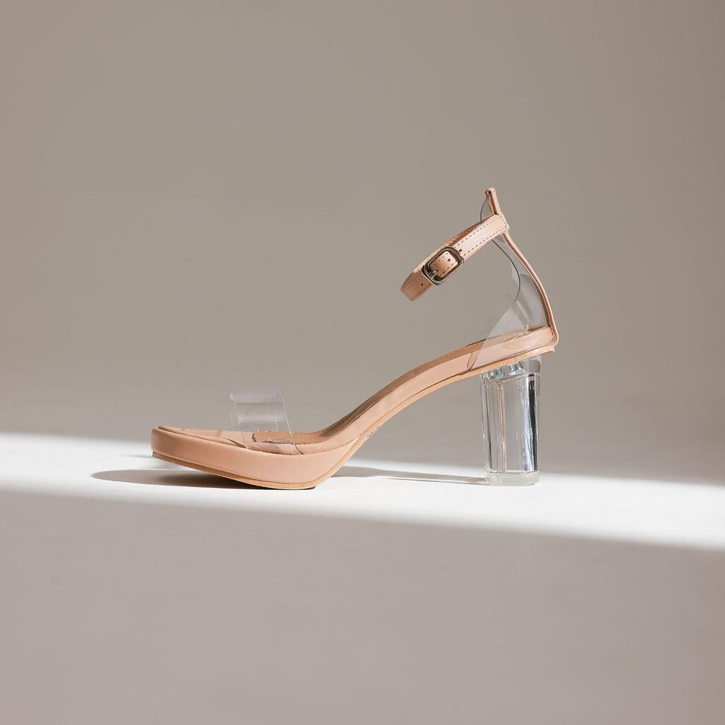 Summer Women's Sandals PVC Transparent Buckle Strap Square Heel 12CM High Heels Pumps Ladies Heeled Sandals Woman Shoes Luxury