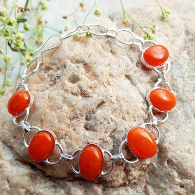 Karneol Edelstein 925 Sterling Silber vergoldet verstellbares Damen Armband Schmuck NST-J2H21813
