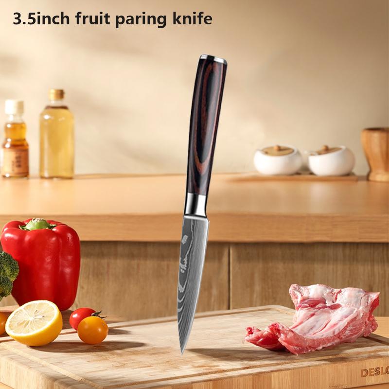 Damascus Laser Japanese Chef Knife Scissor Set Professional Kitchen Knives Santoku Knife Stainless Steel Boning Utility Knife