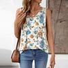 Womens Loose Fit V Neck Sleeveless Top with Pleated Floral Print Lightweight Casual Tank Blouse for Summer Daily Wear