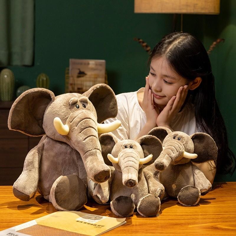 Plush Cute Elephant Doll With Pp Cotton Filling For Kids Bedroom Decoration
