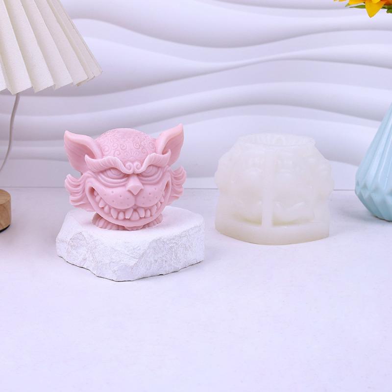 New Vicious Cat Head Silicone Candle Mold 3D Evil Cat Crafts Plaster Cement Resin Casting Molud DIY Soap Chocolate Cake Tool
