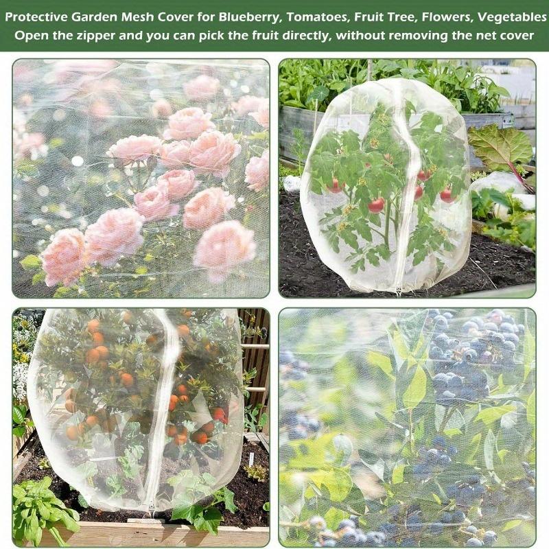 Big fruit tree insect-proof mesh bag with zipper drawstring Plant insect-proof cover Fruit tree mesh cover Insect bird net 180CM.180CM белый