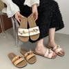 European and American Large-size Color Matching 2025 Summer New Round Head Thick Bottom Fashion Casual Outer Wear One-character Sandals Women