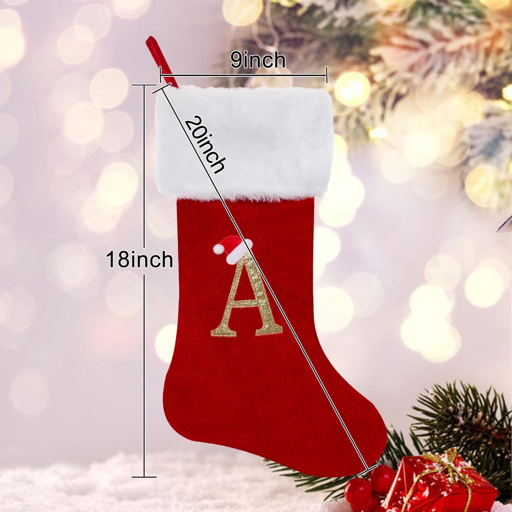 A-Z Letters Christmas Stocking Xmas Tree Pendant Alphabet Socks Gift Bag