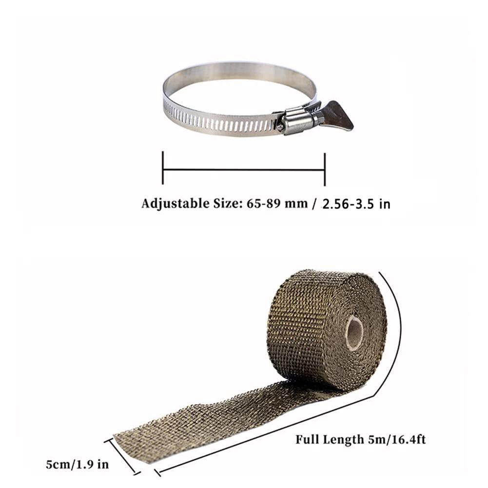 DIY Tent Stove Fireproof Ribbon Adjustable Stove Pipe Wrap with 2 Clamps Anti-Scald Chimney Protector Thermal Insulation