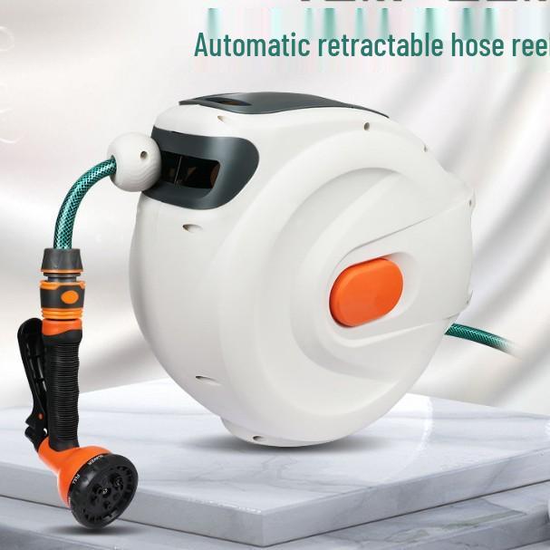 Carretel de Mangueira Retrátil Automático para Lavagem de Carros e Pistola de Pulverização