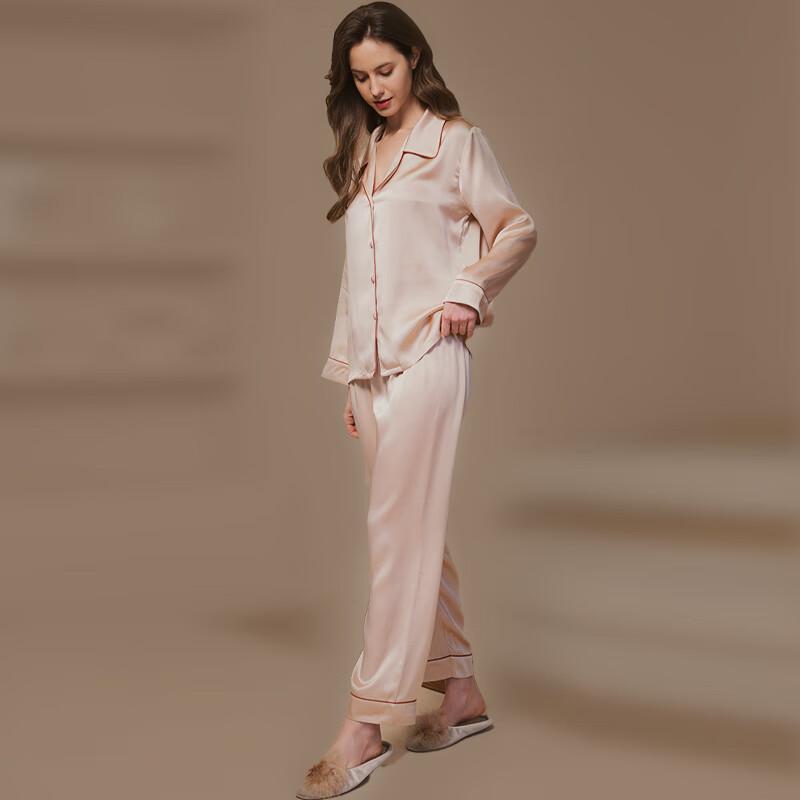 Silk World 19 Momme Silk Pajamas Set for Women, Autumn/Winter Anti-aging High-end Silk Home Wear, Mulberry Silk Set