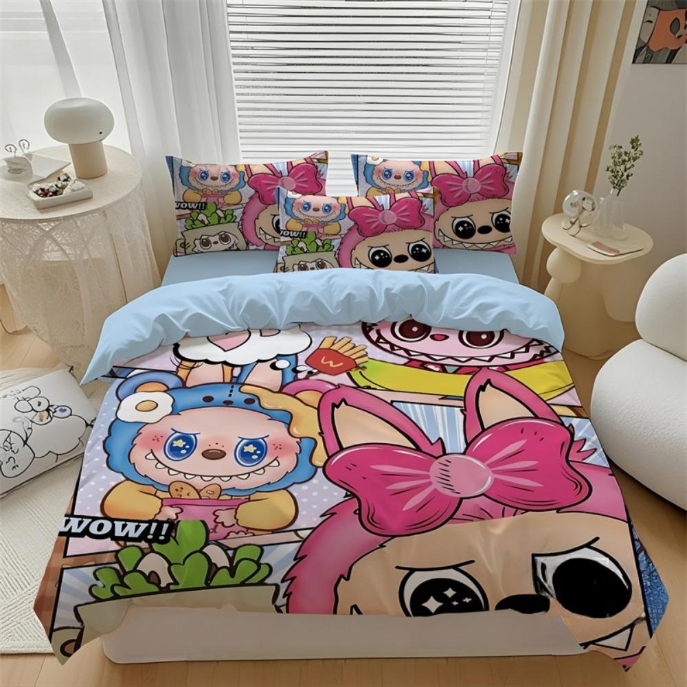 

Милый комплект постельного белья Bubu из 2/3 предметов для спальни, детский подарок, подростковый, взрослый, микрофибра, двуспальный пододеяльник на молнии, декор для комнаты 90x200cm