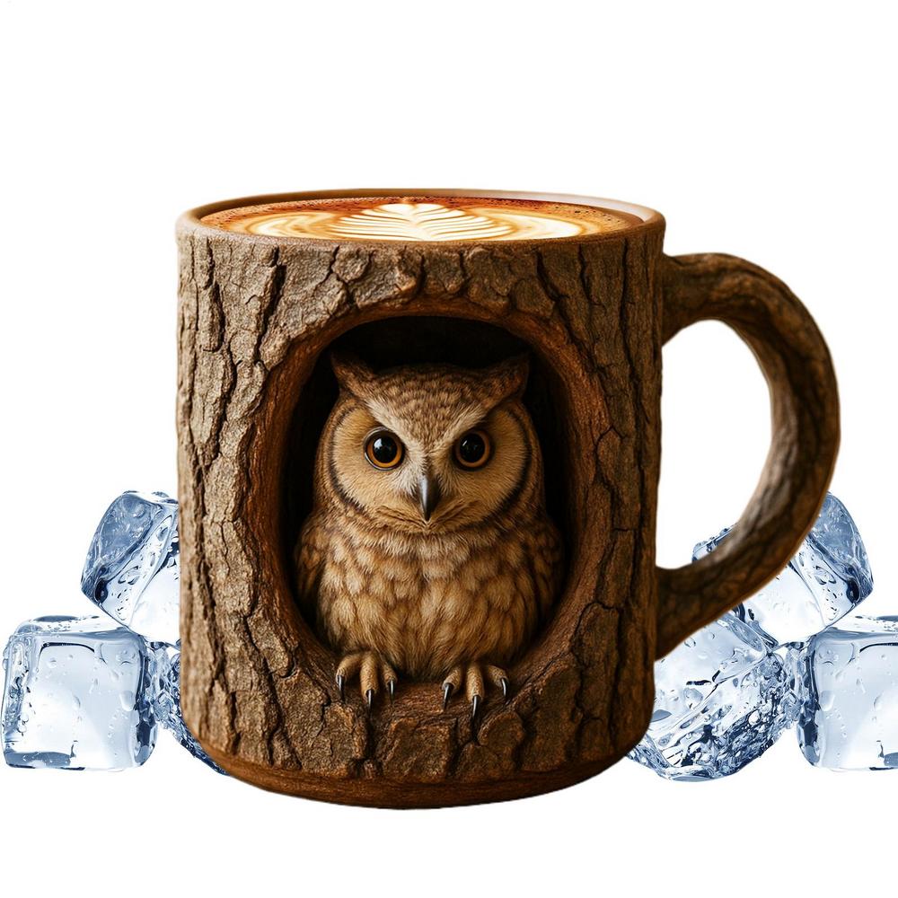 3D Kaffeetasse 11 oz Baumloch Tier Trinkbecher Trinktassen für Männer Frauen Morgenroutine Entspannende Momente Geburtstagsparty