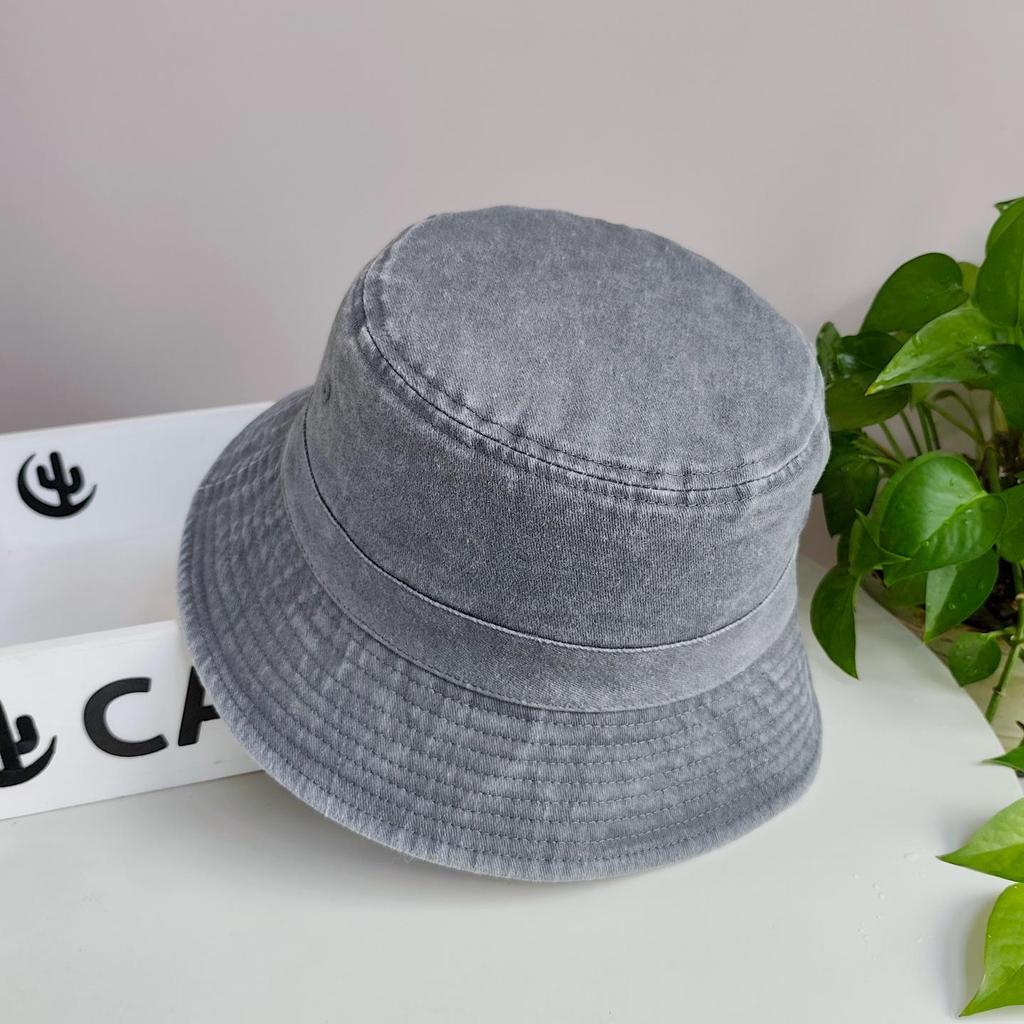 2025 Washed Grey Fisherman Bucket Hat - Women's & Men's Plus Size, Large Head Circumference, Autumn Sun Hat