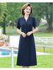 Mom's Plus Size Mid-Length Short-Sleeved Dress - Summer 2025 Elegant Style for Middle-Aged & Elderly Women