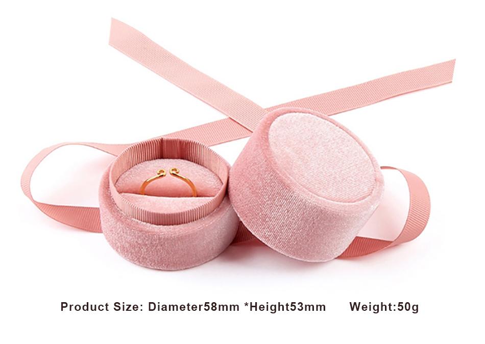 RINNTIN JB01Bespoke Design Ring Necklace Packaging Premium Velvet Round Jewelry Box With Logo
