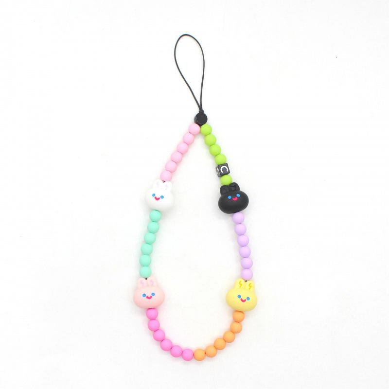Lanț de telefon DIY la modă, anti-pierdere, cu mărgele emailate curcubeu – Stil popular pe internet
