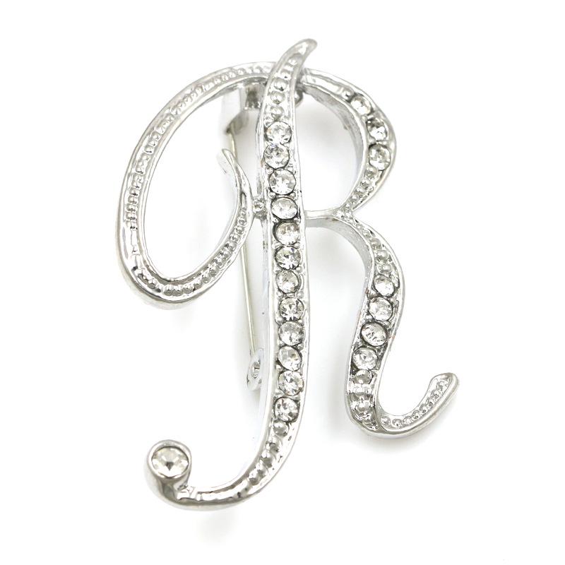 Broșă Modă Europeană și Americană: Litere engleze cu incrustație de diamante Waterfull