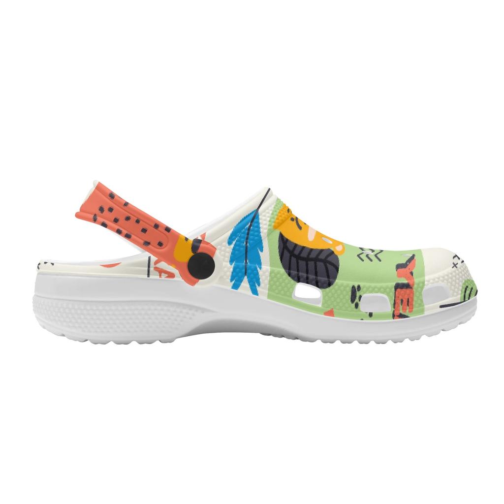 White Printed EVA Clogs Slippers Men Women Comfortable Breathable Slip On Casual Sandals Lightweight Soft Sole Summer Daily Wear
