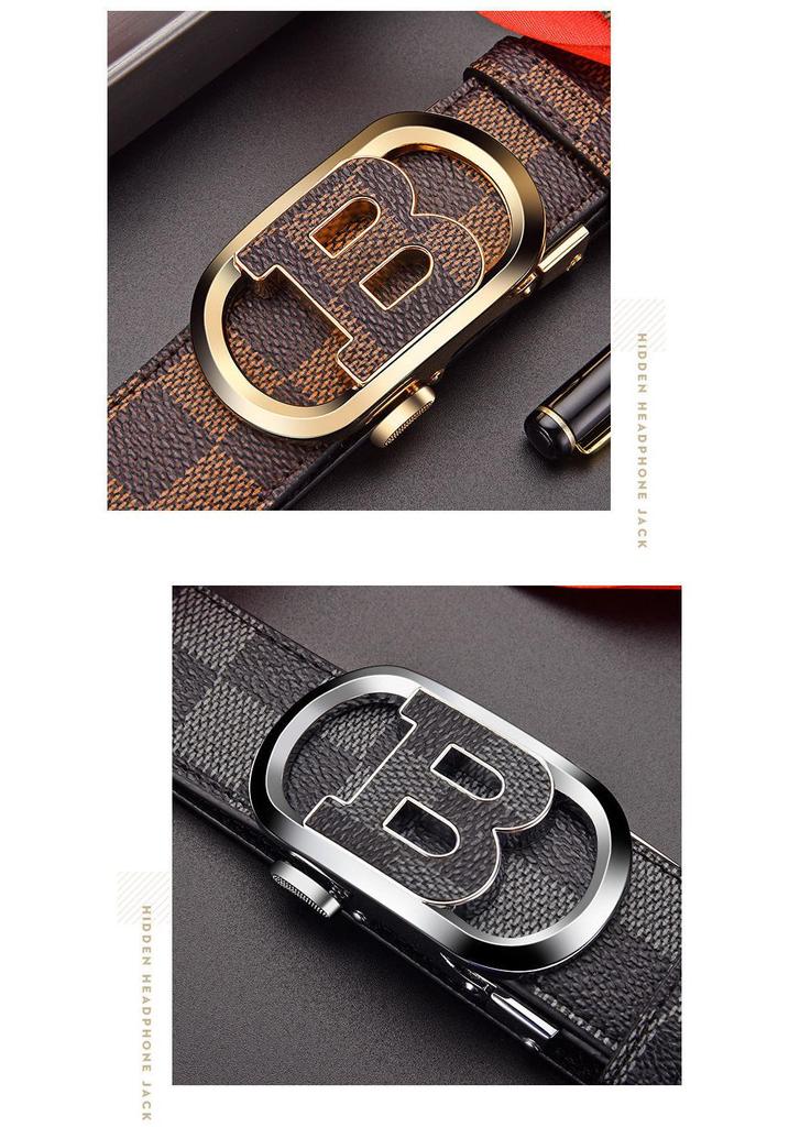 Men's Genuine Leather Automatic Buckle Belt - Korean Style, Trendy, High-grade, Fashionable Waistband for Middle-aged and Young