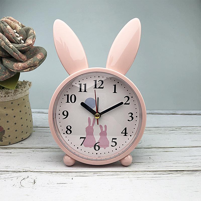 Small Alarm Clock Creative Clock Alarm Clock Cute Rabbit Bedside Cute Children Cartoon Silent Clock Student Simple