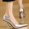 New Women's Special-shaped Heeled Shoes Pointed Tip High Heels Smooth One Kick Women Shoes Workplace Leisure Zapatillas De Mujer